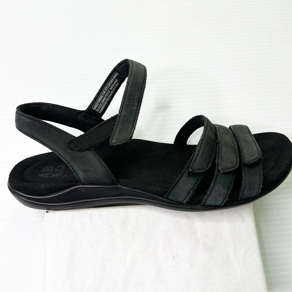 ABEO Breezy Black Leather Adjustable Sandals (6.5) - Picture 2 of 8